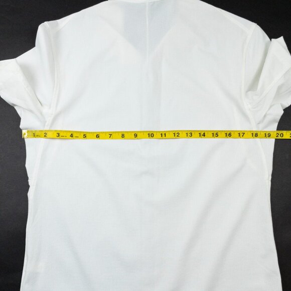Lululemon Airing Easy Shirt Mens Small Short Sleeve Button-Up Solid White Vented - Picture 13 of 14